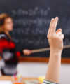 Raised arm in math class