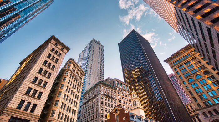 Boston downtown financial district and city skyline